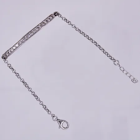 Kedja med vita stenar, längd ca 17-19cm, 925/1000 silver Vikt: 4,4 g