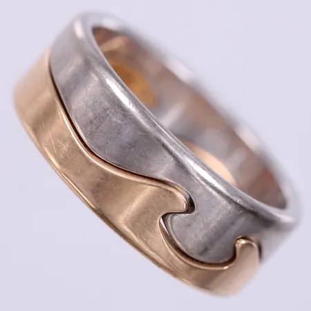 Ring, Georg Jensen, Fusion, två delar, stl 20/61NK, bredd ca 8,1mm, vitguld/gultguld, bruksskick, gravyr, 18K  Vikt: 13,7 g