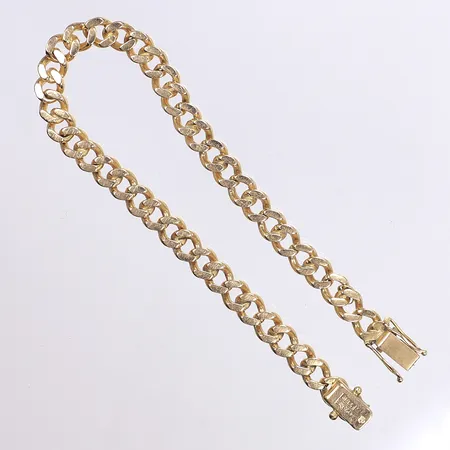 Armband pansarlänk, 20,5cm, bredd 6mm, tillv. Jo'Ans, smärre slitage, 18K Vikt: 24 g