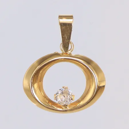Hänge med vit sten 13x21mm inklusive hängöglan, BEH (Bengt Hallberg) 18K Vikt: 0,9 g