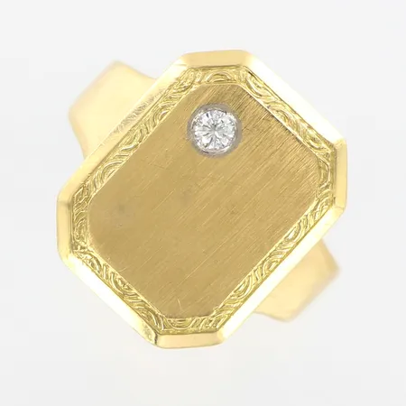 Klackring med diamant 1x ca 0,05ct, stl 17¼, bredd 3-17mm, repig klack, 18K Vikt: 5,2 g