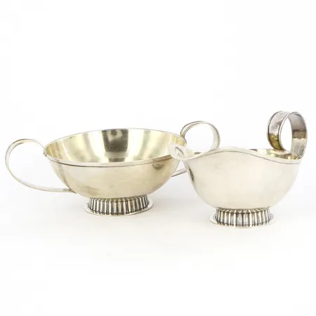 Gräddkanna 55mm samt Sockerskål 40mm, år 1949, Tore Eldh, Ceson, Göteborg, silver  Vikt: 108,4 g