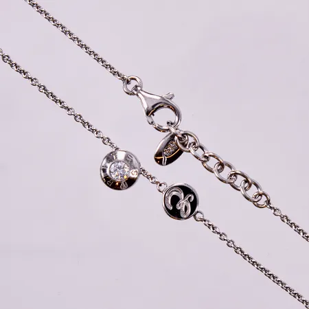Collier med vit sten, Esprite, längd: ca 40cm, bredd: ca 1-9mm, 925/1000, silver Vikt: 6,9 g