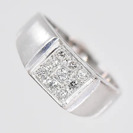 Ring vitguld, diamanter ca 0,18ctv, stl 16, personlig gravyr, 18K Vikt: 5,6 g
