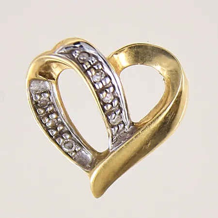 Hänge hjärta med diamanter 7 x ca 0,003ct, 13x13mm, vitguldsdetaljer, GHA,18K Vikt: 1,2 g