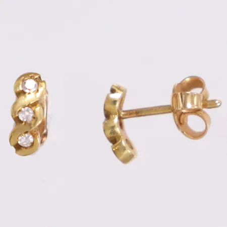 Ett par örhängen med vita stenar, längd 8,2mm, GHA, 18K Vikt: 1,4 g