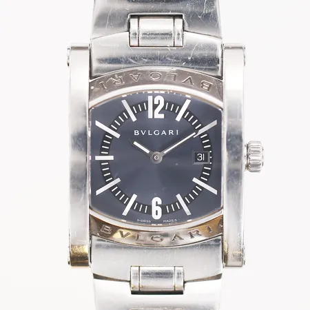 Armbandsur Bvlgari Ashoma, referensnummer AA39S, serienummer L1671, 35x30mm, extra länkbit, extra lås defekt medföljer, box, ytterkartong, bruksslitage, repor, står still/ behov av batteribyte, Vikt: 0 g