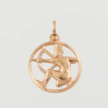 Hänge "Skytten" diameter 15 mm, 18k. Vikt: 1,2 g