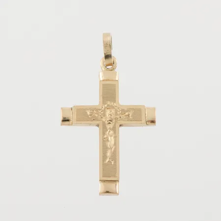 Hänge "Kors", höjd med ögla 31 mm, 14k. Vikt: 2,5 g