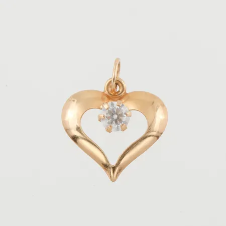 Hänge med vit sten, höjd ca 14 mm, 18k. Vikt: 0,5 g