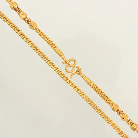 Kedja Rävsvans med kuldekor, längd ca 59cm, bredd ca 6,5mm, 3 Bath, Thaiguld, 23K Vikt: 45,6 g