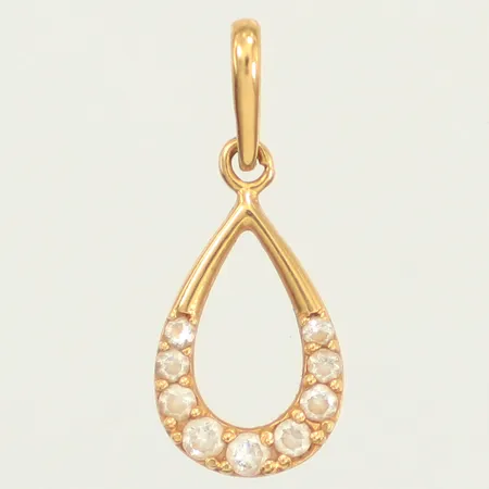 Hänge, vita stenar, stenar, längd 15mm, bredd 6,2mm, 18K  Vikt: 0,4 g