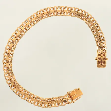 Armband X-länk, längd 19,5cm, bredd 7mm, Kåre Erik Kvist Atelje år 1962, 18K  Vikt: 16,1 g