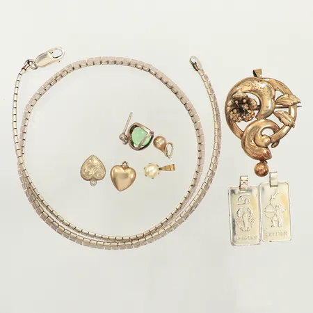 Hängen, brosch, collier, defekt, skadat, silver Vikt: 18,3 g