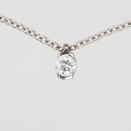 Collier med briljantslipad diamant ca 0,28ct , kvalitet ca TW/VS, rundad ankar kedja, Balestra, längd 45,5cm  bredd 1mm, 18K guld, Vikt: 3,9 g