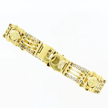 Armband, medusa, 21cm, bredd 15mm, halvstelt, 18K.  Vikt: 44,8 g