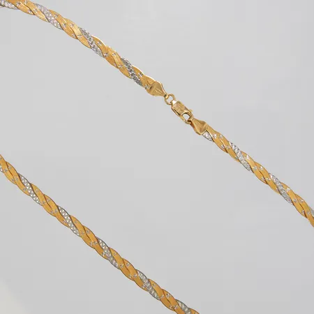 Collier,  längd 42cm, bredd 5mm, italienska stämplar, vitguld/rödguld, 18K. Vikt: 13,3 g