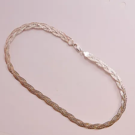 Collier, 43cm, bredd:8mm, en dekorerad sida, 925/1000 Silver 18,6g.