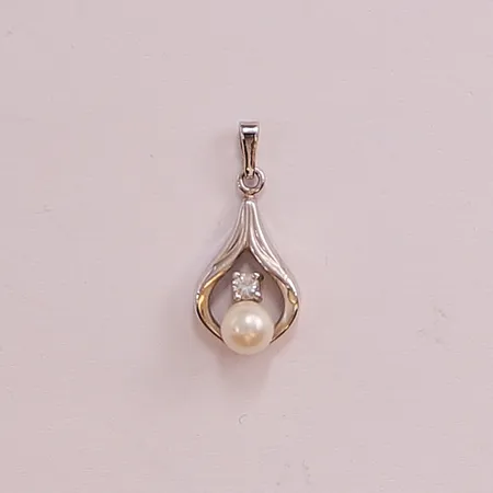 Hänge, 17mm, vit sten, 925/1000 Silver 0,8g.