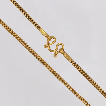 Kedja, 55cm, bredd 2,5mm, s-lås, thaiguld, 23K  Vikt: 30,5 g