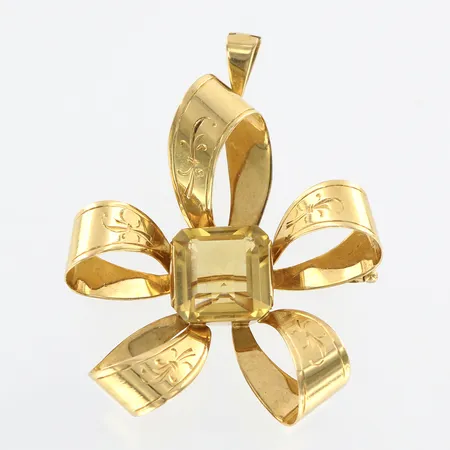 Hänge/Brosch med citrin, Stigbert för Heribert Engelbert, 50mm, 18K Vikt: 8,1 g