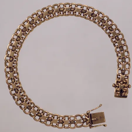 Armband X-länk, längd 20,5cm, bredd 8,4mm, monogramgravyr på lås, 18K  Vikt: 21,6 g