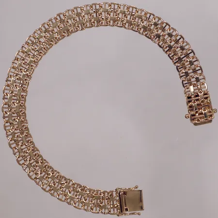 Armband X-länk med stav, längd 19cm, bredd 9,2mm, Fadis Guld, 18K  Vikt: 15,4 g