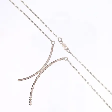 Halscollier, 42,5cm, bredd 2mm, hänge 68x25mm, silver 925/1000 Vikt: 6,9 g