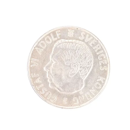 Silvermynt 5kr 1955, Ø34mm, silver 400/1000 Vikt: 17,9 g