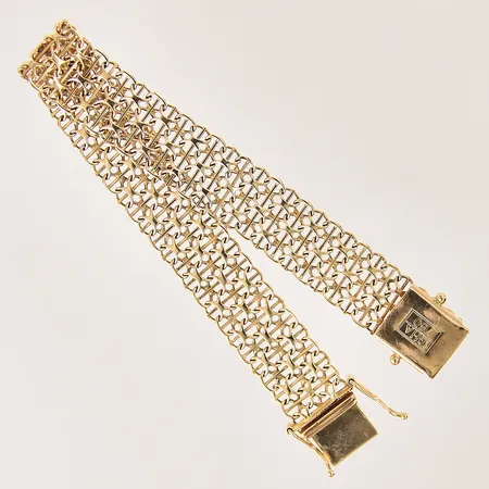 Armband X-länk med stav, längd 18cm, bredd 13mm, ojämnheter, 18K  Vikt: 17,8 g