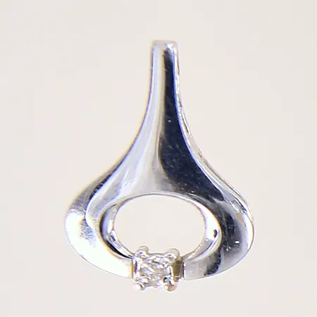Hänge med diamant ca 0,01ct, 15x11mm, svensk importstämpel, vitguld, 18K  Vikt: 0,9 g