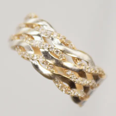 Ring med vita stenar, stl 17¼, bredd 2-6mm, 14K  Vikt: 2,7 g