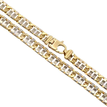 Halskedja, 14K guld, tvåfärgad modell, stämpel SVP (Sefina), längd 66,5 cm, bredd 8 mm, fint skick Vikt: 72 g