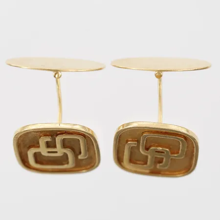 Ett par manschettknappar med monogramgravyr, mått 16 x 17mm, 18K guld Vikt: 11,8 g