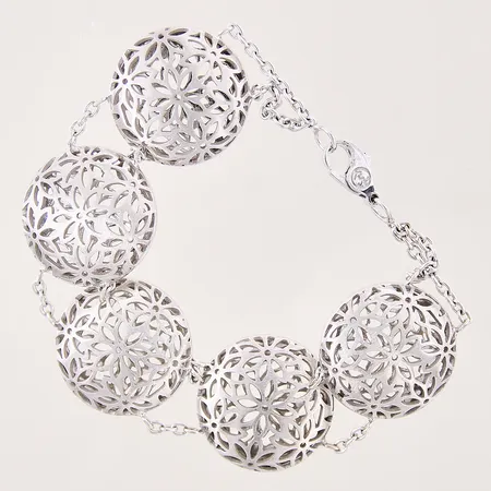 Armband Ankar med genombruten dekor, längd 19cm, bredd 2-20,5mm, matt/blank, vitguld, 18K Vikt: 23,2 g