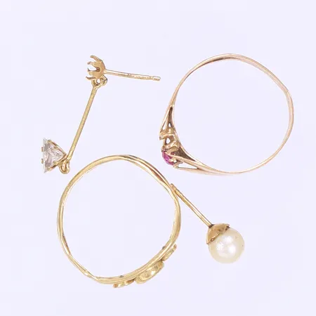 Divserse guld defekt delvis sten 18K Bruttovikt: 4,0g Vikt: 4 g