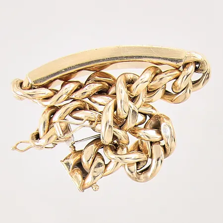 Armband Pansar med platta, längd: 20,5cm, bredd: 10-11mm, lås defekt, 14K Vikt: 28,5 g