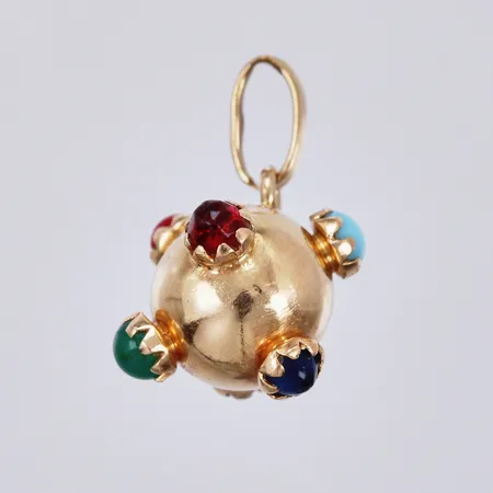 Hänge med färgade stenar, längd: ca 1,8cm, Ø ca 10mm, 18K  Vikt: 1,5 g