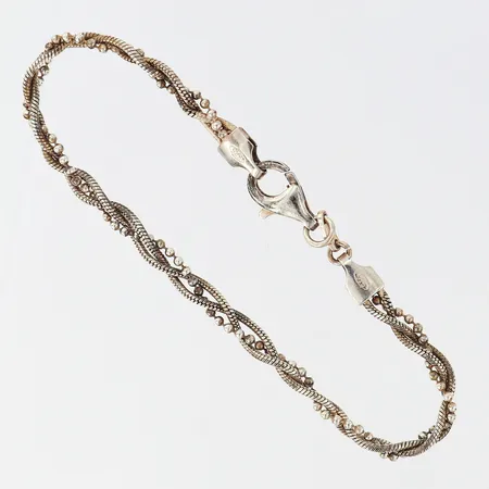 Armband med Ormlänk/Kullänk, längd: 18,5cm, bredd: 3mm, GHA, silver 925/1000 Vikt: 6,2 g