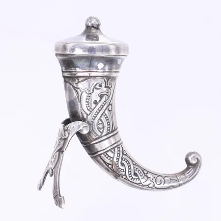 Saltkar ymnighetshorn, höjd 6cm, stämplat "Sterling Norway", silver 925/100 Vikt: 17,8 g