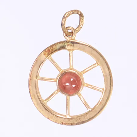 Hänge med röd sten Ø14mm, 18K Vikt: 0,9 g