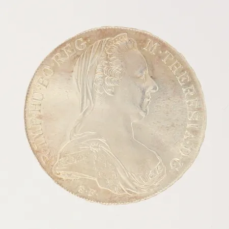 Mynt, Ø40mm, R·IMP·HU·BO·REG· M·THERESIA·D·G·S·F·- Burg CO TYR 1780 Archid Avst Dux, silver 830/1000 Vikt: 28 g