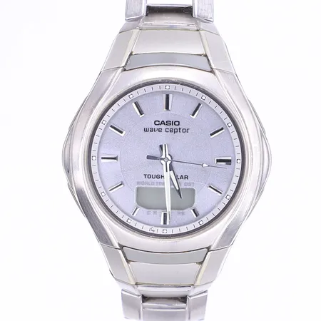 Herrur Casio Wave Ceptor Tough Solar, Ø43mm, stål och plast, 3354 WVA-420EE, fungerar ej vid testtillfälle, kort länk, en skruv till boett trasig gänga, inga tillbehör