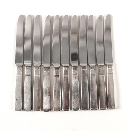 Elva förrättsknivar, Rosenholm, GAB, längd ca 16,5cm, slitage, 830/1000 silver samt stålblad, bruttovikt 431,7g Vikt: 0 g