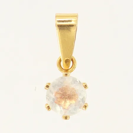 Hänge med vit sten, längd: 15mm, bredd: 3-6,1mm, 18K  Vikt: 0,8 g