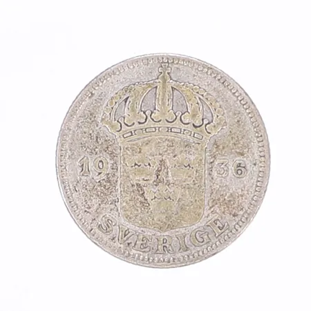 Silvermynt Sverige 50öre 1936, silver 600/1000 Vikt: 5 g