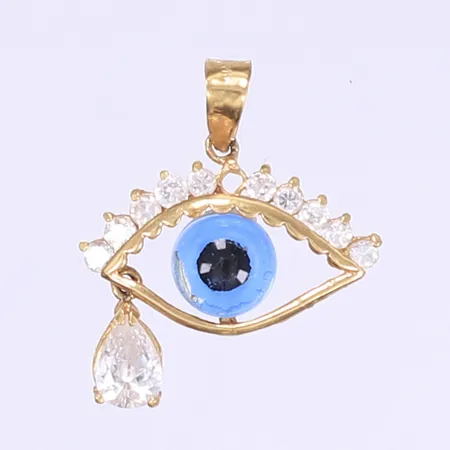 Hänge onda ögat med vita stenar längd inkl ögla 2mm bredd 20mm 21K Bruttovikt: 2,6g Vikt: 2,6 g