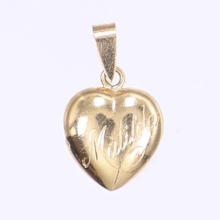 Hänge hjärta längd inkl ögla 20mm bredd 12mm gravyr 18K Vikt: 1,1 g