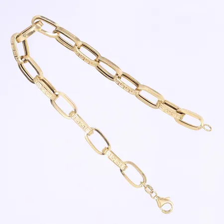 Armband med meandermönster 20,5cm bredd 7mm ihåligt något bucklig 18K Vikt: 6,9 g