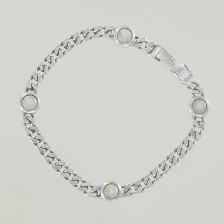 Armband pansar med stenar, längd 19,5 cm, bredd 4,6 mm, silver 835/1000 Vikt: 14,4 g